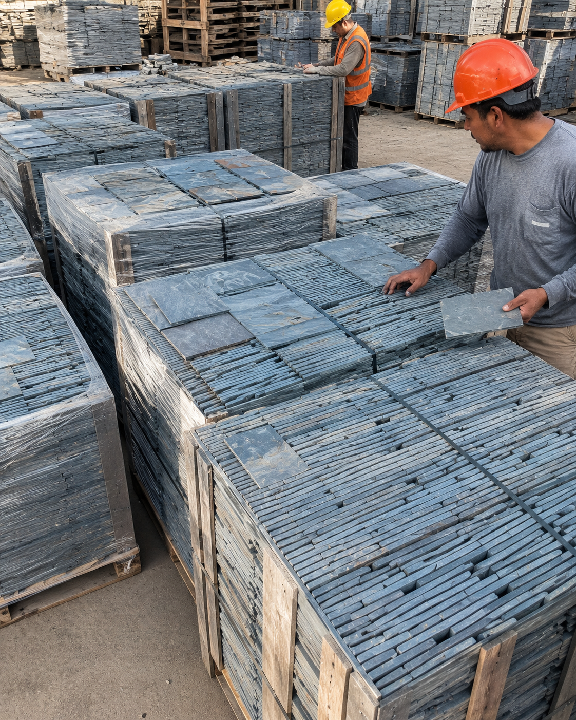 Carga de lajas en pallets